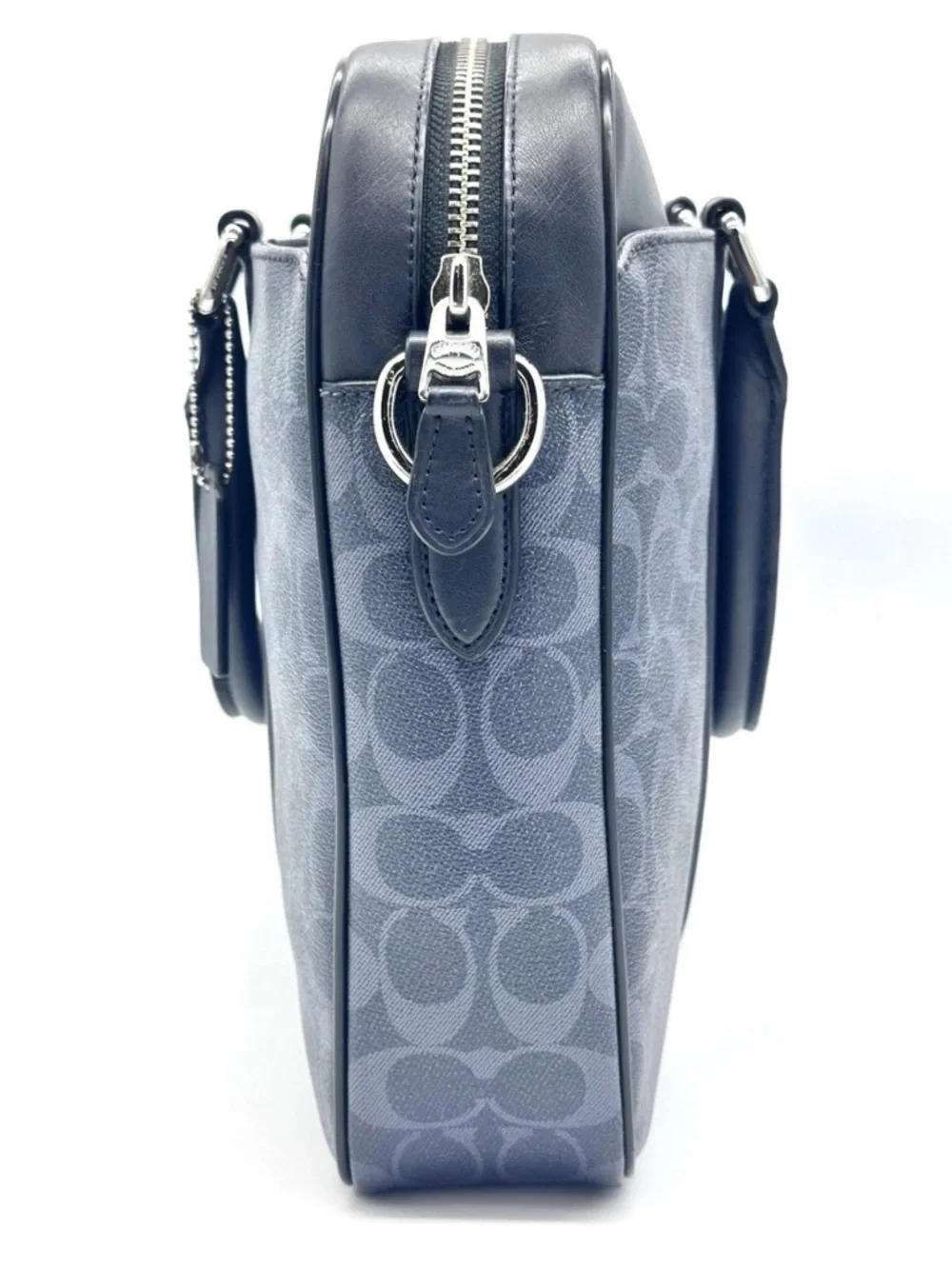 Coach Perry Slim Briefcase Laptop Bag Navy Blue Signature Coated Canvas F59057 - Picture 4 of 16